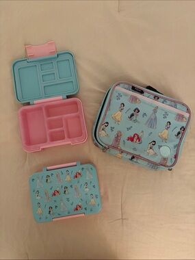 Simple Modern Disney Princess Pink & Blue Bento Lunch Set with Matching Bag